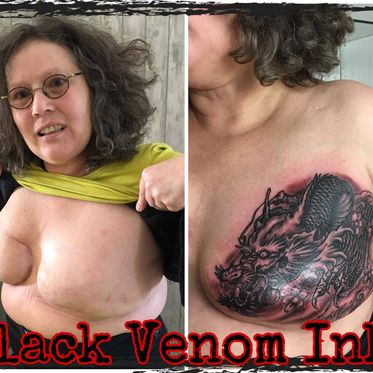 Brustkrebstattoo-Tag 2016; Tätowierer: Slawa Pavlyguine, Black Venom Ink. Tattoo & Piercing & PMU Herford