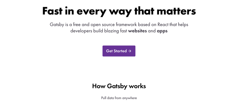 Image of home screen of Gatsby site